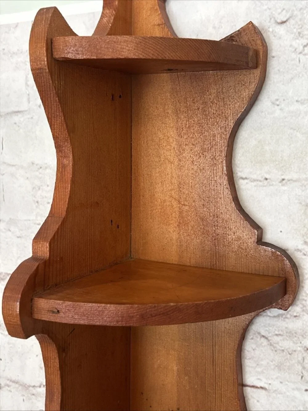 VTG Handmade Wooden Corner 3 Shelf Display Antique Colonial Style Cottage